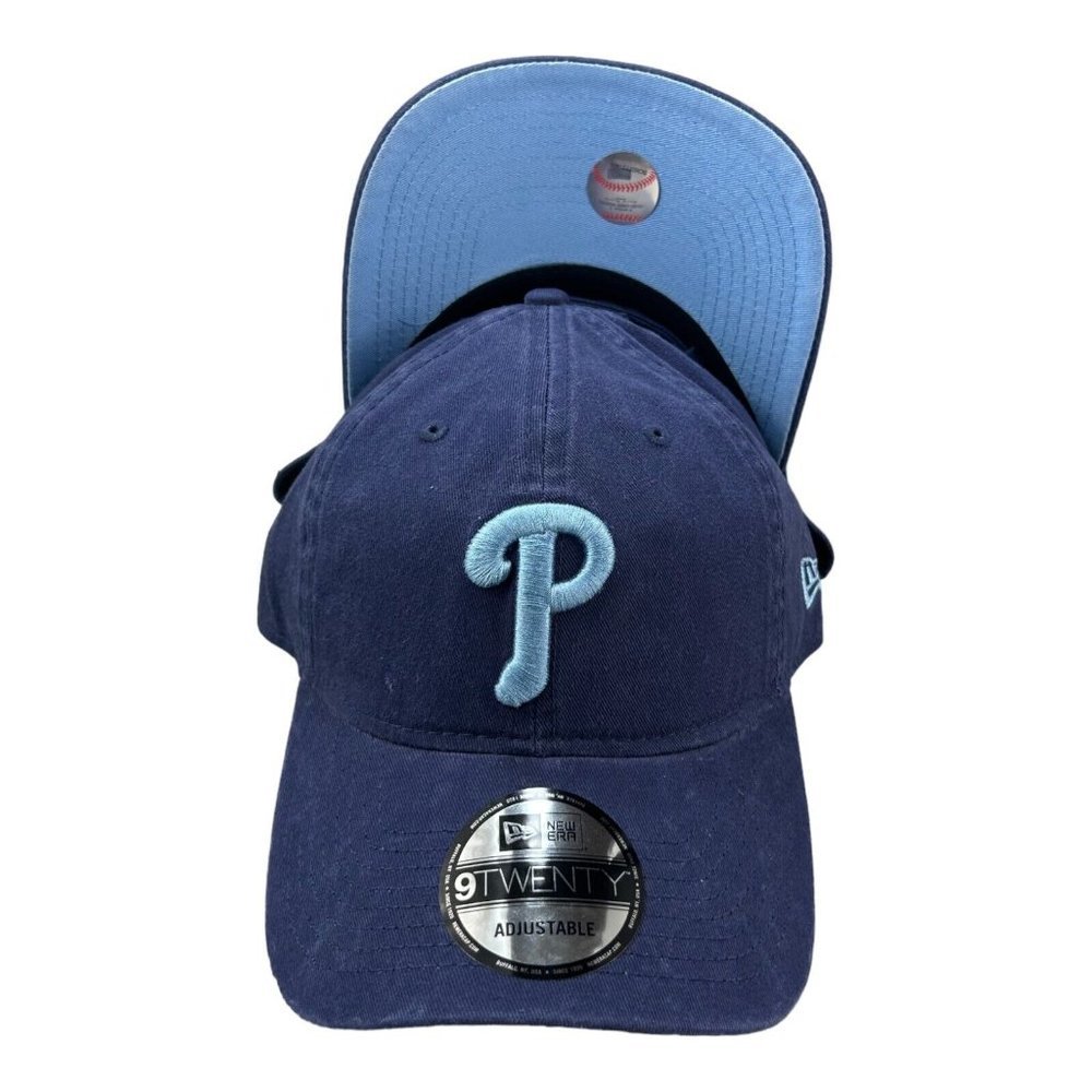 New Era Philadelphia Phillies Navy Blue Adjustable Strap Hat Dad Cap 9TWENTY
